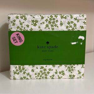 Kate Spade Green Floral King Sheet Set NEW